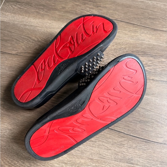 Christian Louboutin Black Slide Sandals with Signature Spikes